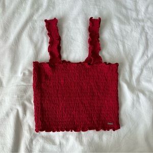 Hollister Co. Red Ruffled Cropped Tank Tube Top Women’s Medium